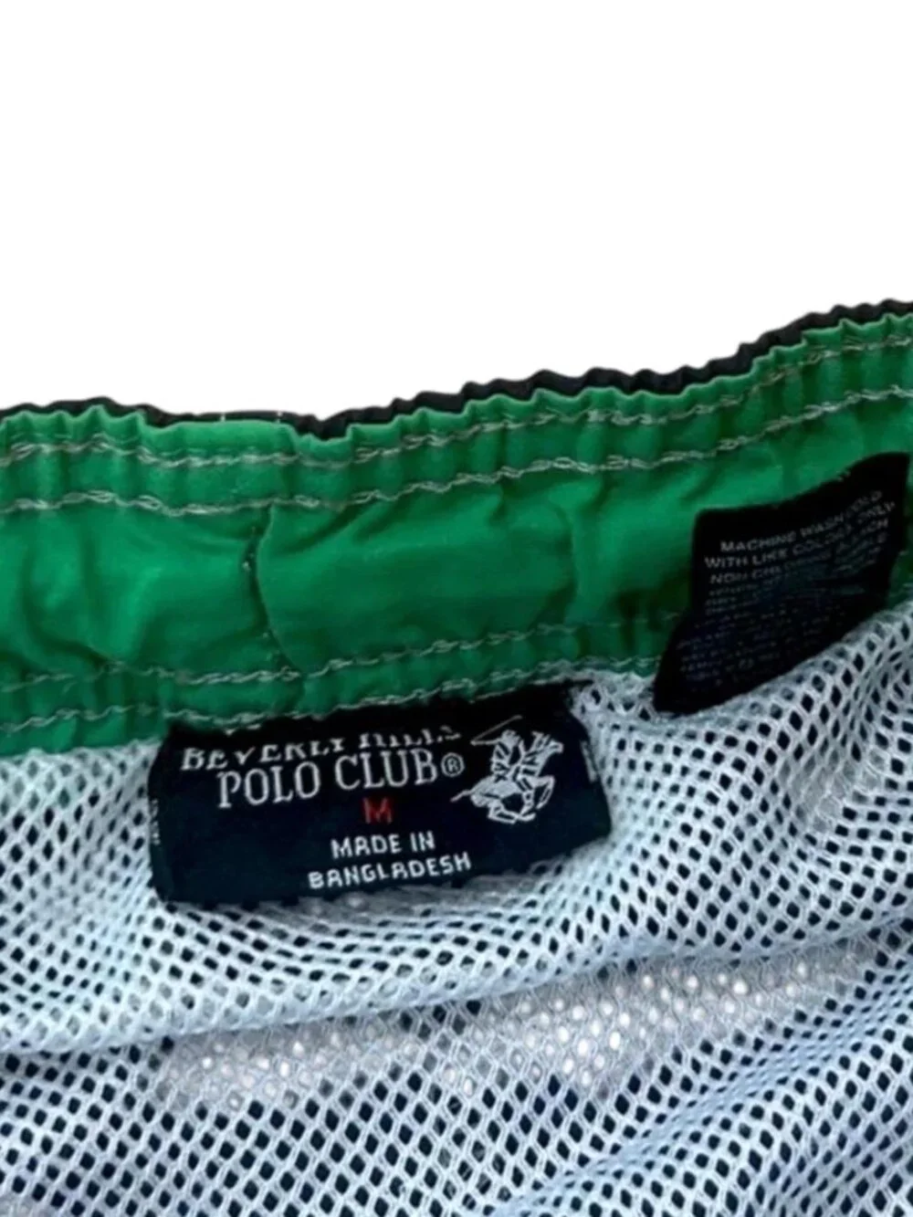 Vtg Beverly Hills Polo Club Navy Blue Green Swim Trunks Board Shorts